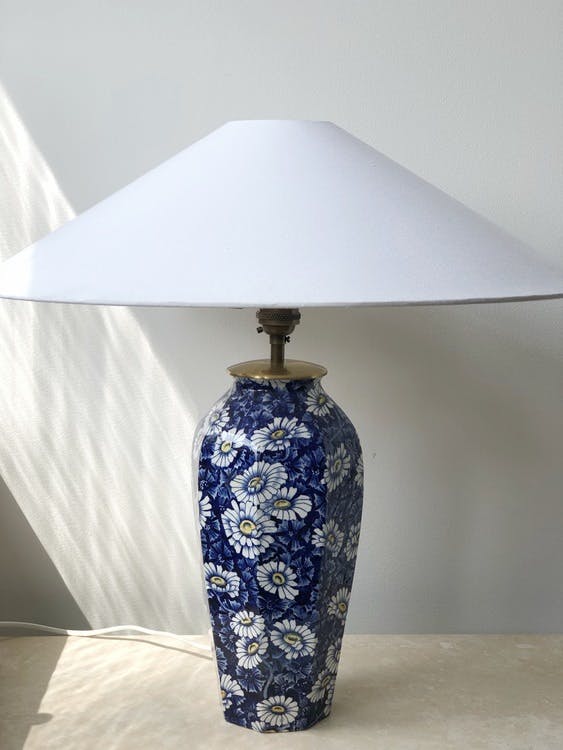 Midcentury Modern Rörstrand Ceramic Table Lamp "Prästkrage"