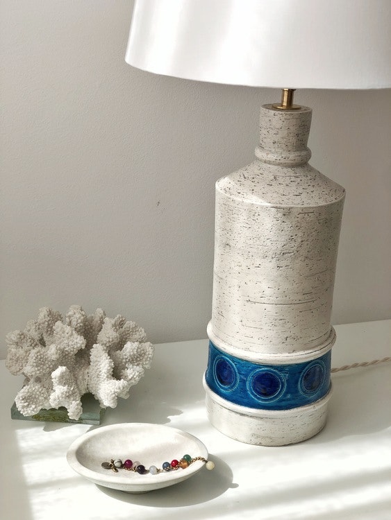 Bitossi for Bergboms White & Blue Large Ceramic Table Lamp.