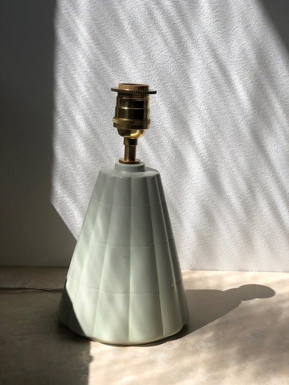 Rörstrand Art Deco Mint Porcelain Table Lamp. 1940s.