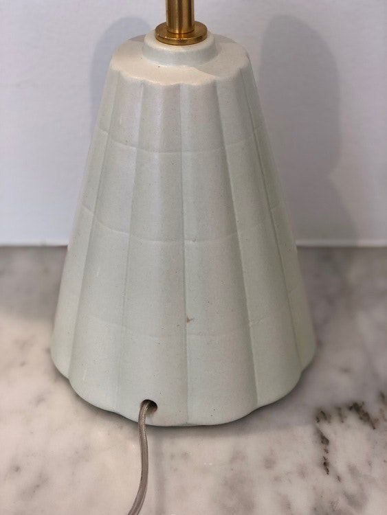 Rörstrand Art Deco Mint Porcelain Table Lamp. 1940s.