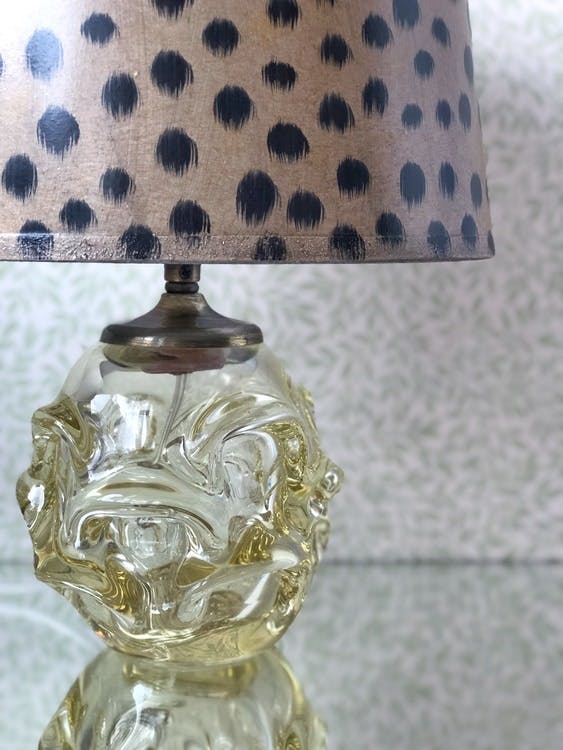 Yellow Colored Glass Table Lamp, Swedish 1970s.