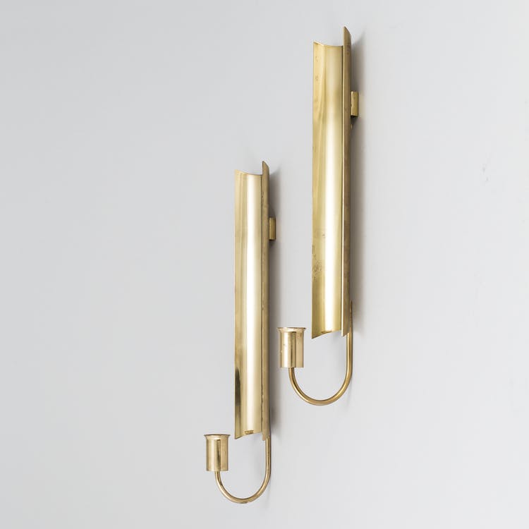 Pair of Brass Wall Candlesticks, Reflex by Pierre Forsell for Skultuna