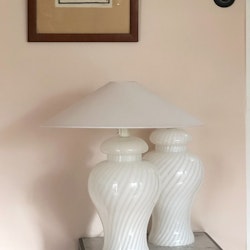 Murano Glass White Swirl Table Lamp (pair available)