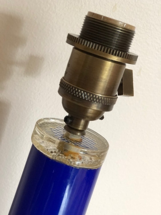 Midcentury Klein Blue Glass Table Lamp. 1960s.
