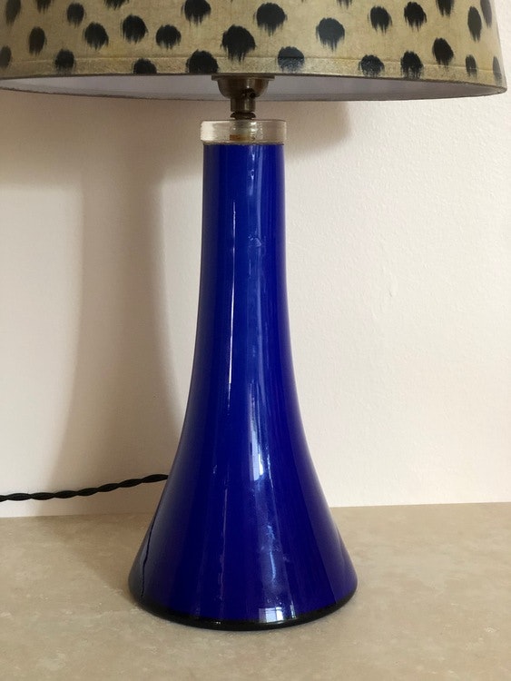 Midcentury Klein Blue Glass Table Lamp. 1960s.