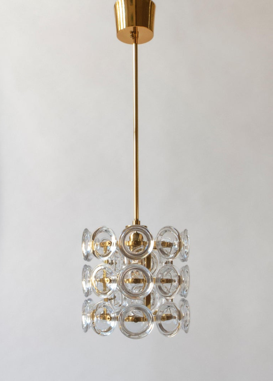 Orrefors Glass Disc Pendant by Carl Fagerlund (pair available)