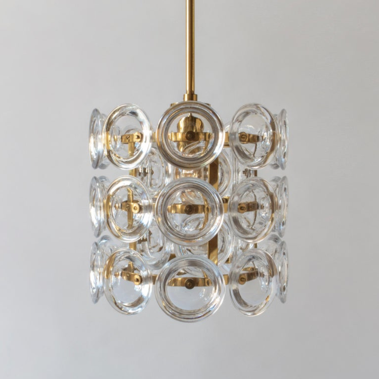 Orrefors Glass Disc Pendant by Carl Fagerlund (pair available)