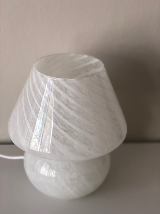 White Mushroom Table Lamp in the style of Murano 1970s.