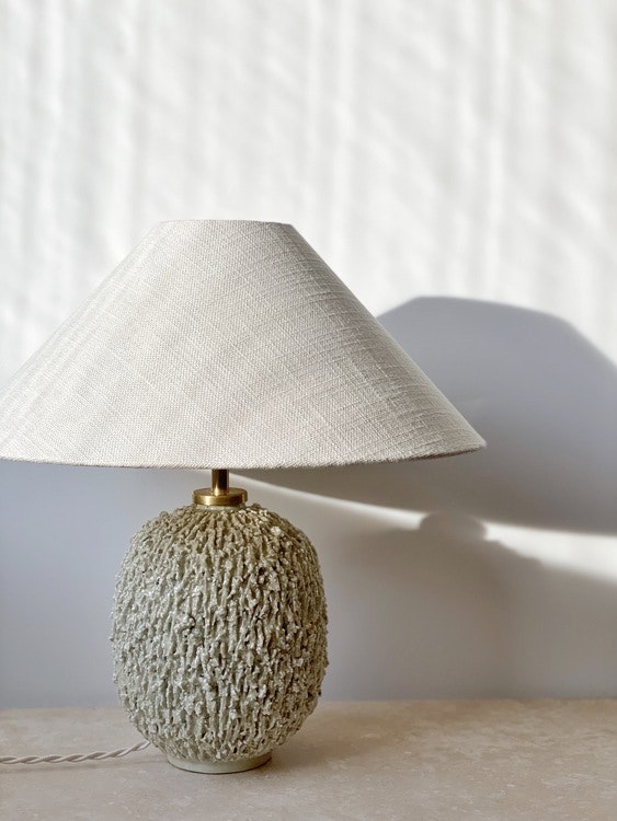 Gunnar Nylund Large Cream Colored Table Lamp "Chamotte". 1940s.
