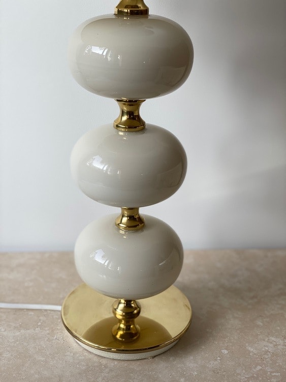 Stilarmatur Table Lamp in Brass and White Glass. 1960s.