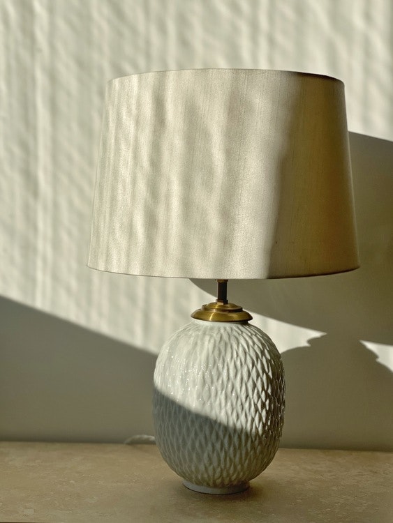 Gunnar Nylund Large Chamotte Stoneware Table Lamp. 1950s.