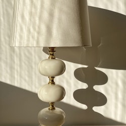 Stilarmatur Table Lamp in Brass and White Glass. 1960s.