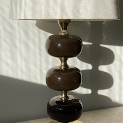 Stilarmatur Table Lamp in Brass and Brown Glass. 1960s.
