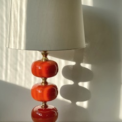 Stilarmatur Table Lamp in Brass and Red Glass. 1960s.