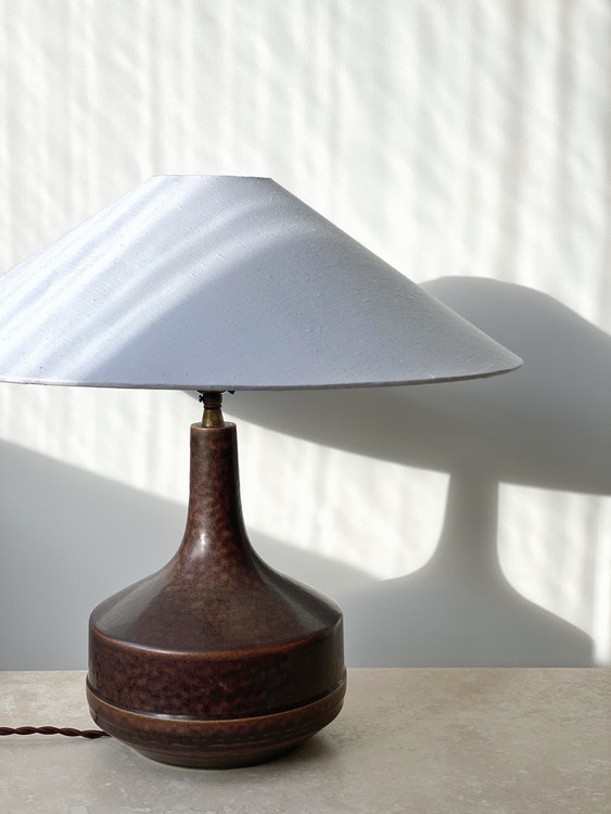 Désirée Stentøj Brown Ceramic Lamp. 1960s.