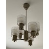 Tyringe 6-armed Crystal Chandelier with textured Glass Shades. 1960s.