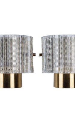 Pair of Orrefors Wall Sconce in Textured Glass. 1960s.