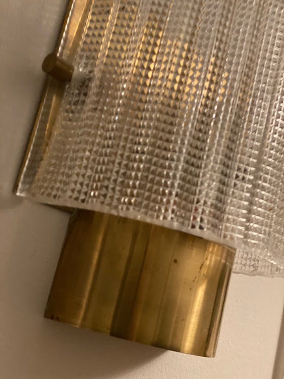 Pair of Orrefors Wall Sconce in Textured Glass. 1960s.
