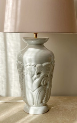 Gefle Art Deco Porcelain Large Table Lamp. 1930s.