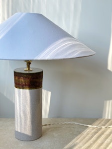 Bitossi White and Brown Ceramic Table Lamp. 1960s.