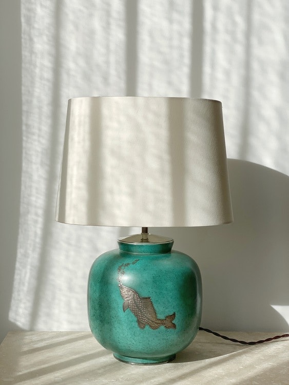Gustavsberg Art Deco Table Lamp "Argenta" by Wilhelm Kåge. 1940s.