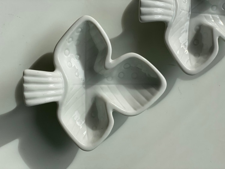Set of Ceramic Trefoil Plates by Rörstrand. 1940s.