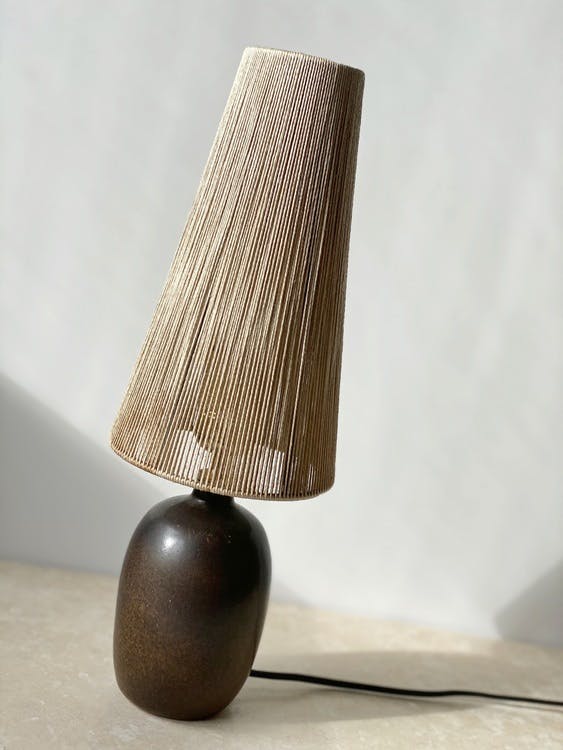 Agne Aronsson Vintage Brown Ceramic Table Lamp. 1960s.