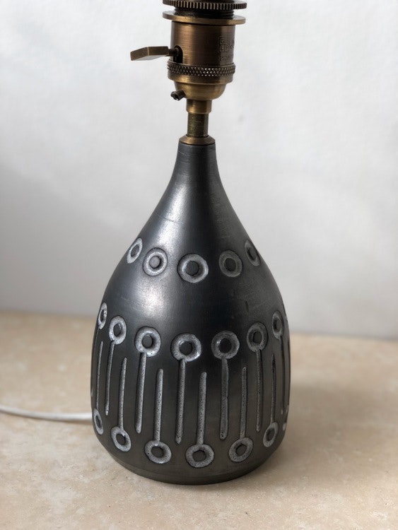 Vintage Ceramic Table Lamp in Anthracite Color. 1960s.