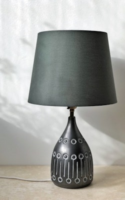 Vintage Ceramic Table Lamp in Anthracite Color. 1960s.