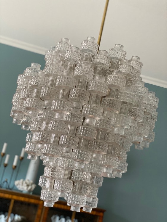 Orrefors Fagerhult Chandelier ’Festival’. 1960's.