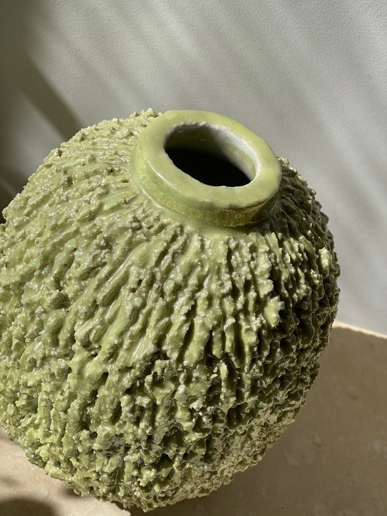 Gunnar Nylund Pastel Green Large Chamotte Vase