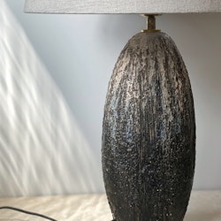 Large Vintage Chamotte Table Lamp by Tilgman Keramik. 1960s.