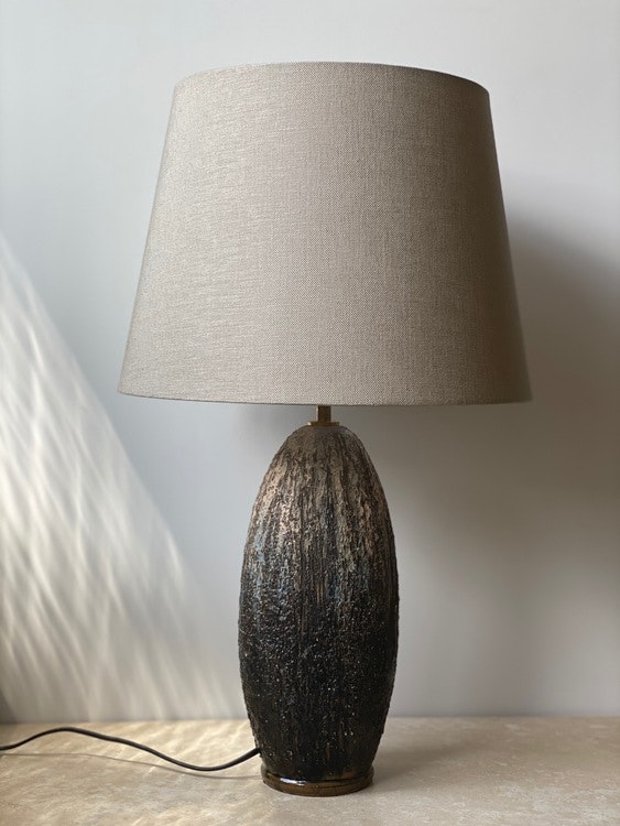 Large Vintage Chamotte Table Lamp by Tilgman Keramik. 1960s.