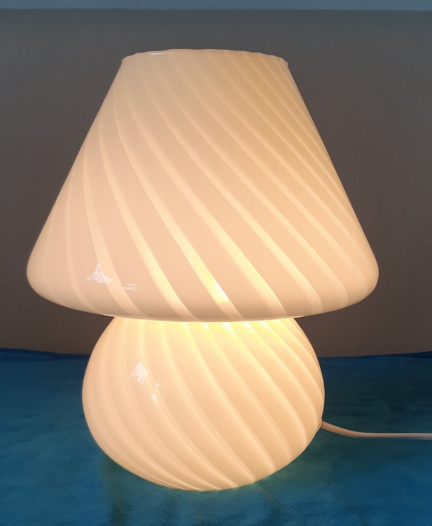 Large White Murano Glass Mushroom Table Lamp, 1970s