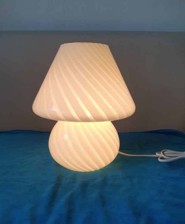 Large White Murano Glass Mushroom Table Lamp, 1970s