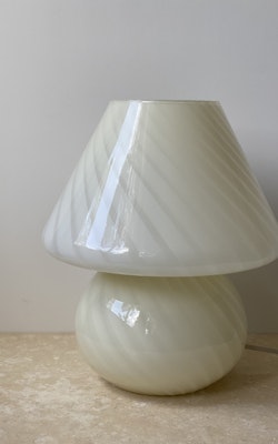 Large White Murano Glass Mushroom Table Lamp, 1970s