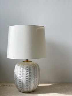 Upsala-Ekeby Fishbone Pattern Ceramic Table Lamp by Anna-Lisa Thomson. 1940s.