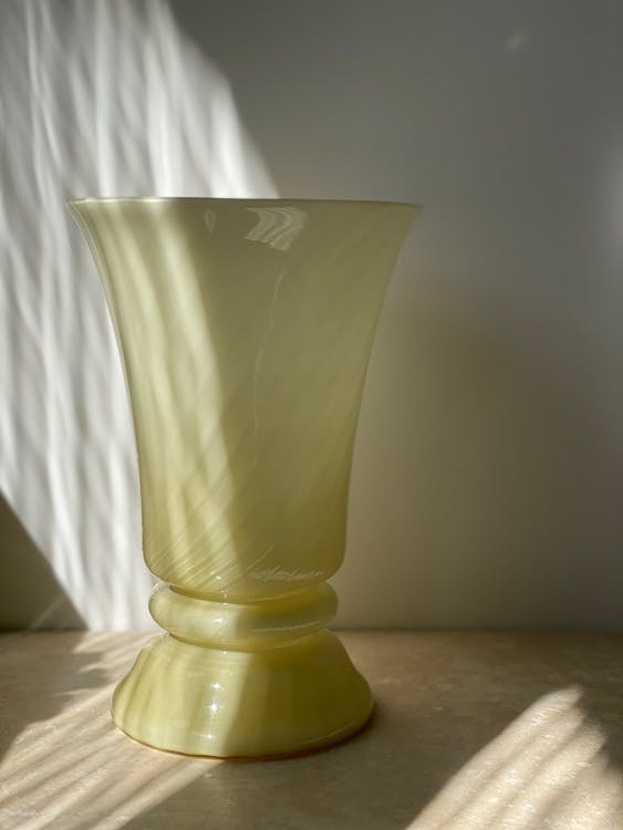 Pastel Yellow Murano Bell Formed Table Lamp. 1970s.