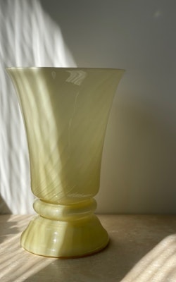 Pastel Yellow Murano Bell Formed Table Lamp. 1970s.