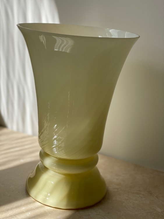 Pastel Yellow Murano Bell Formed Table Lamp. 1970s.