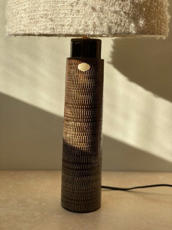 Upsala-Ekeby Brown Ceramic Table Lamp. 1960s.