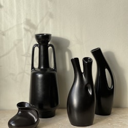 Gefle set of four "Mangania" Black Stoneware. 1950s.