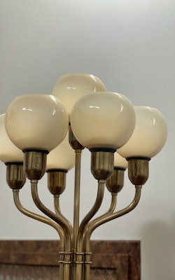 Bertil Brisborg Floor Lamp in Brass and Glass. 1940s.