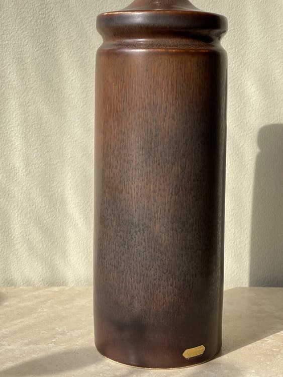 Stålhane Brown Stoneware Table Lamp for Rörstrand. 1960s.