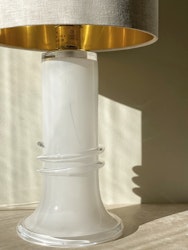 Atelje Lyktan Large White Glass Table Lamp. 1980s.