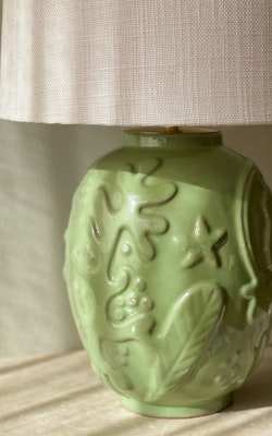 Anna-Lisa Thomson Green Ceramic Table Lamp for Upsala-Ekeby. 1940s.