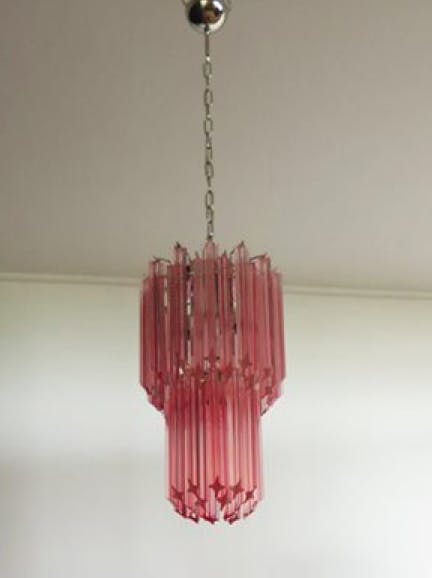 Small Pink Murano Chandelier in the style of Venini