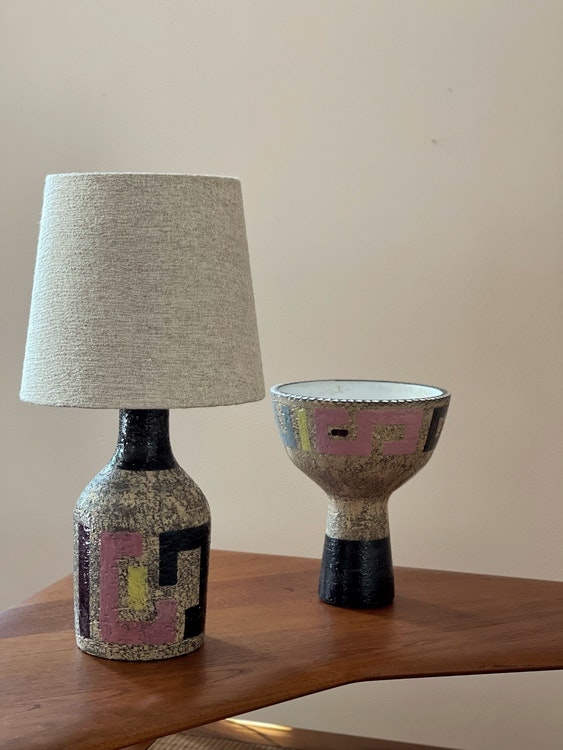 Upsala-Ekeby set of Lamp & Vase by Mari Simmulson. 1960s.