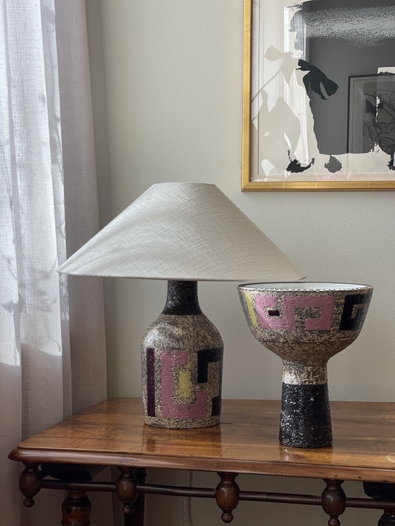 Upsala-Ekeby set of Lamp & Vase by Mari Simmulson. 1960s.