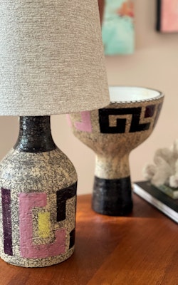 Upsala-Ekeby set of Lamp & Vase by Mari Simmulson. 1960s.